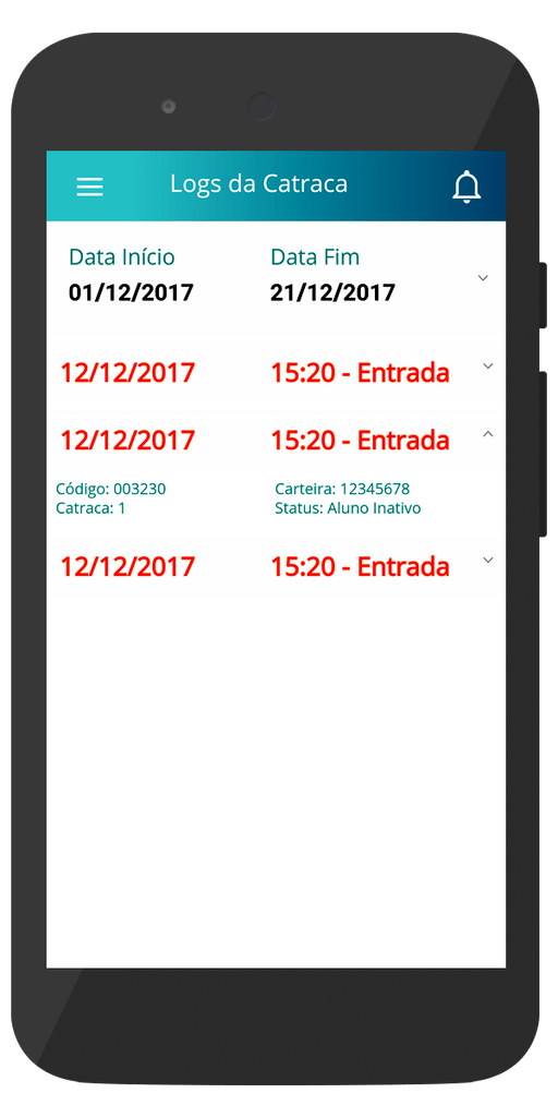 Logs da Catraca - Aplicativo Escolar