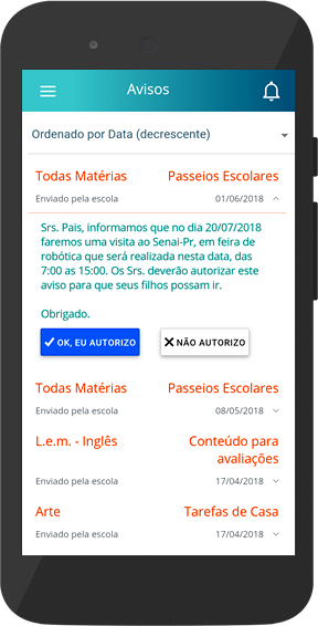 Aplicativo Escolar Aviso 1